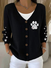Women'S Dog Paw With Heart Knitted Cardigan